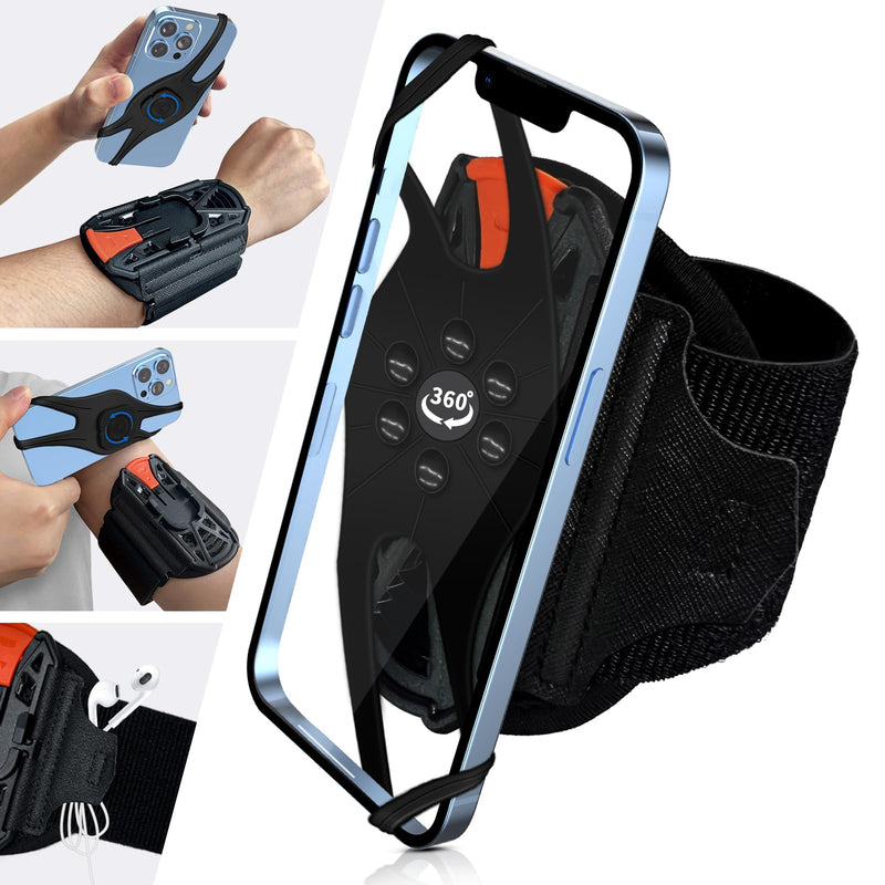 Running Wristband Phone Holder - Optimized2023-360° Rotation & Detachable - Armband for iPhone 14/13/12/Pro/Pro Max/XS/XR/X, Samsung, and More - Fits 4.7''-7.5'' Phones (S) - for Running and Walking