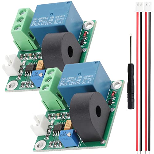 Current Detection Sensor AC Current Sensor Module 5V 12V 24V 0-5A Adjustable Relay Protection Module Overcurrent Protection Switching Output with Screwdriver (12V) Pack of 2
