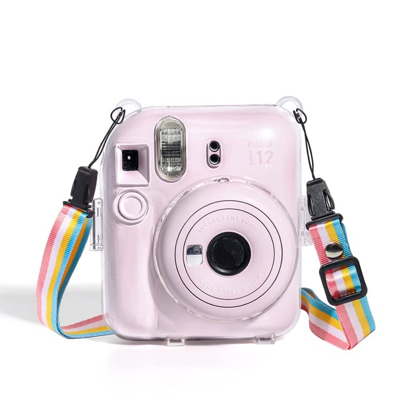 EPIC GADGET Case For Fujifilm Instax Mini 12 - Clear Hard PVC Protective and Portable Camera Cover with Detachable Adjustable Shoulder Strap