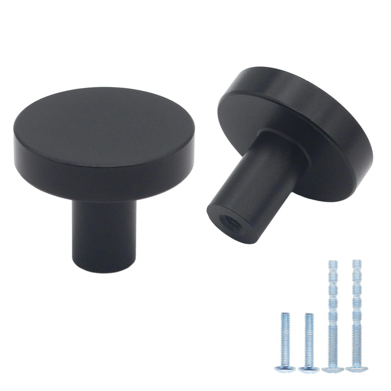 20 Pack Matte Black Kitchen Cabinet Knobs, Solid Dresser Knobs Drawer Handles for Cabinets, Single Hole Black Knob for Cabinets and Drawers Hardware Round 20 Pack