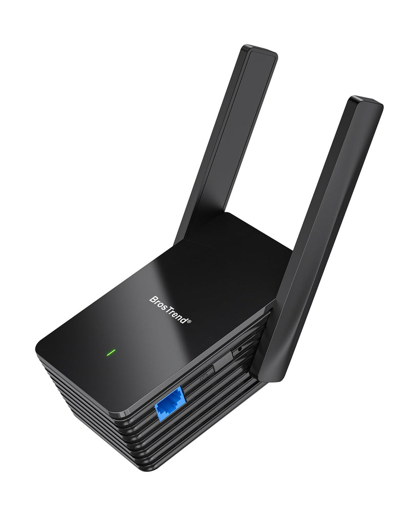 BrosTrend AX1500 WiFi 6 Universal WiFi to Ethernet Adapter with RJ45 Gigabit Port, Dual Band WiFi Bridge for PC, Printer, Smart TV, Blu-Ray Player, PlayStation, DVR, etc. Wireless to Wired Convert black