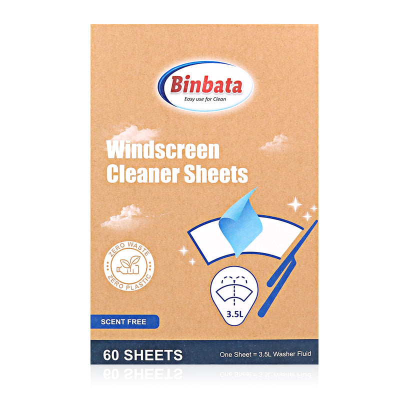 Eco Windshield Washer Fluid, 60 Sheets Makes 60 Gallons, Effectively Remove Mud, Oil, Bird Droppings, Insect Carcasses, Tree Gum, etc. No Plastic Biodegradable Car Window & Glass Cleaner