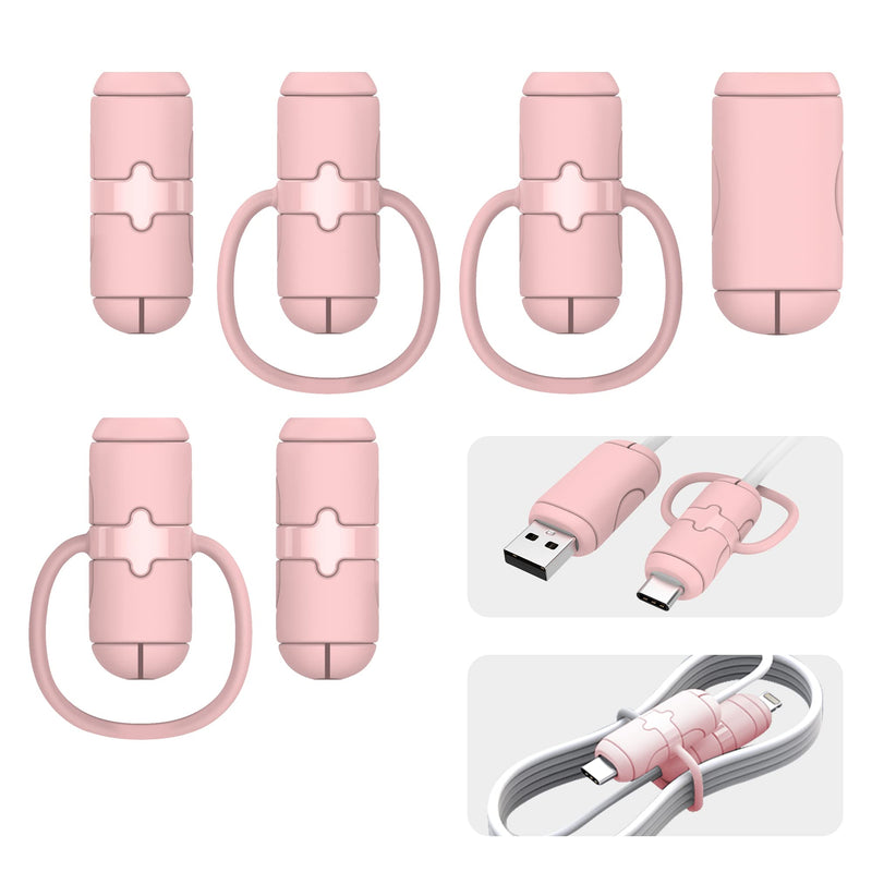 Neepanda 3 Sets Cable Protector (Lightening C & A to C & C to C) for iPhone/ipad USB Cable, Silicone Cord Protector for Laptop & ipad Android Cord Cover, Cable Sleeve, Cable Chomper (Pink) Pink