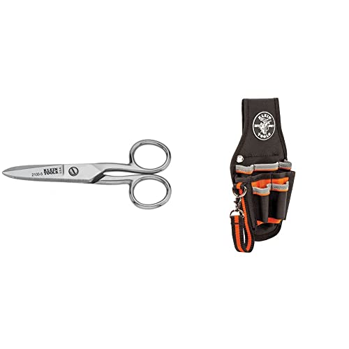 Klein Tools Electrician Scissors and Tradesman Pro Maintenance Tool Pouch Bundle