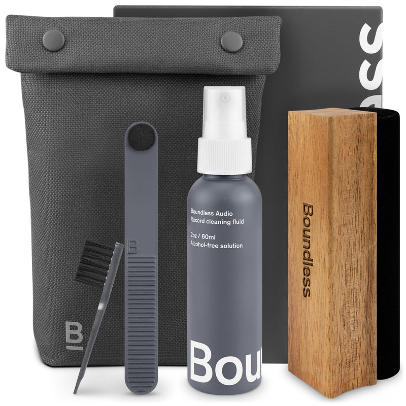 Vinyl Record Cleaning Kit - 5-in-1 Vinyl Record Cleaner Kit Includes Velvet Record Brush, Stylus Brush, Record Cleaning Solution, Cleaning Brush & Storage Bag - Vinyl Cleaning Kit 5pc Essential Kit