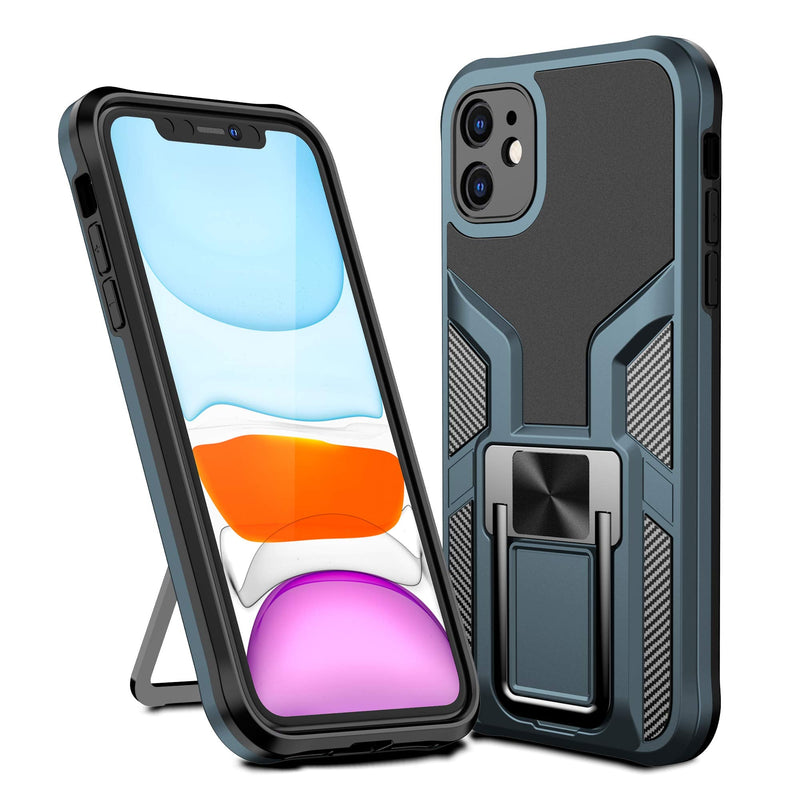 Yourong Designed for iPhone 11 Military-Grade Case with Kickstand, Shockproof Bumper Case for iPhone 11 6.1 (Cyan) Cyan