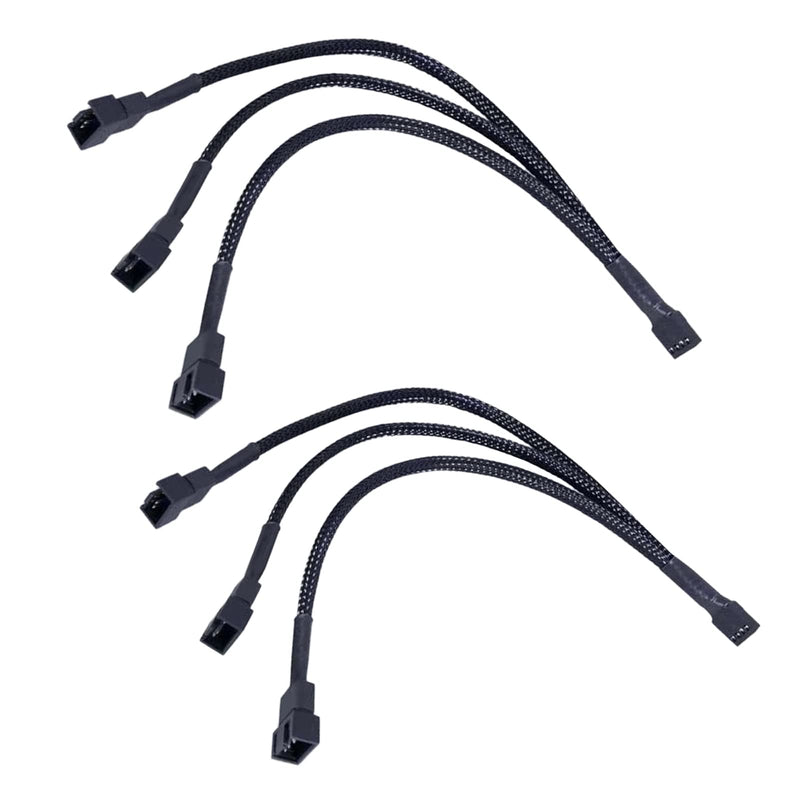yomgam 3 Way 4 Pin PWM Fan Splitter Cable,12 inch PC Fan Extension Cable, CA PWM Fan Extension Cable, for Computer ATX Case 4-Pin/3-Pin Cooling Fan Cable (2 Pack ） 2 Pack 3 Way