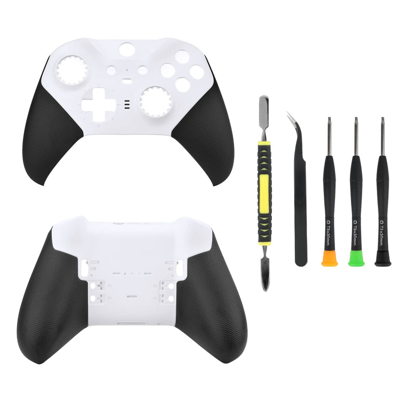 Front Back Housing Shell Faceplate Cover Replacement Repair Kit for Xbox One Elite Series 2 Controller（White）