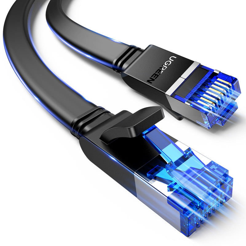 UGREEN Ethernet Cable 33FT, Cat 8 Ethernet Cable with 40Gbps 2000Mhz High Speed, Shielded Heavy Duty Flat Internet Cable Compatible for Gaming PC PS4/5/6 Xbox Modem Router, Include 20 Cable clipes 30FT