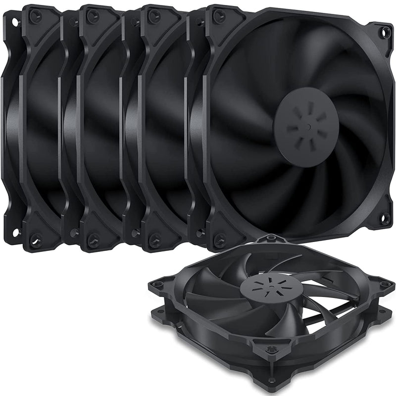 uphere 5-Pack PWM 4PIN Long Life Computer Case Fan 120mm Cooling Case Fan for Computer Cases Cooling,12BK4-5 PWM 4-Pin