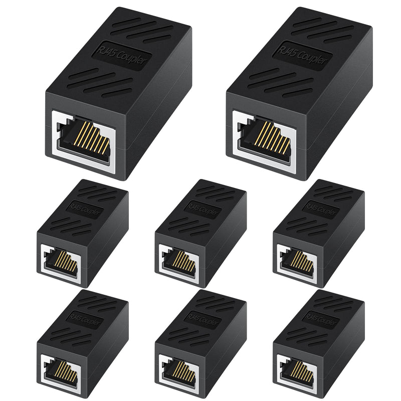RJ45 Coupler, Ethernet Coupler, Ethernet Network Cable in line Coupler for Cat7/Cat6/Cat5e/Cat5, Ethernet Network Cable Extender Female to Female 8Pack