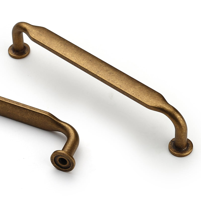 Asidrama 10 Pack 5 Inch(128mm) Antique Brass Kitchen Cabinet Handles, Cabinet Pulls Kitchen Cabinet Hardware for Cupboard Drawer Pulls 5" Hole Center