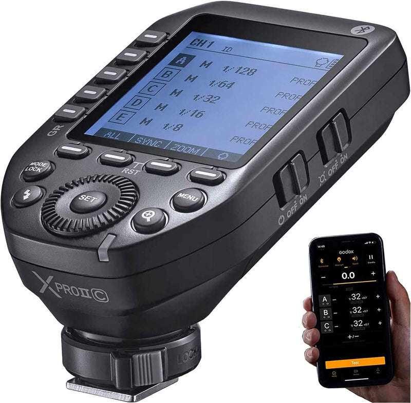 Godox XProII-C E-TTL Wireless Flash Trigger Compatible with Canon Cameras, 2.4G HSS 1/8000S Bluetooth Connection Transmitter, Quick Hotshoe Lock (Upgraded XPro-C)
