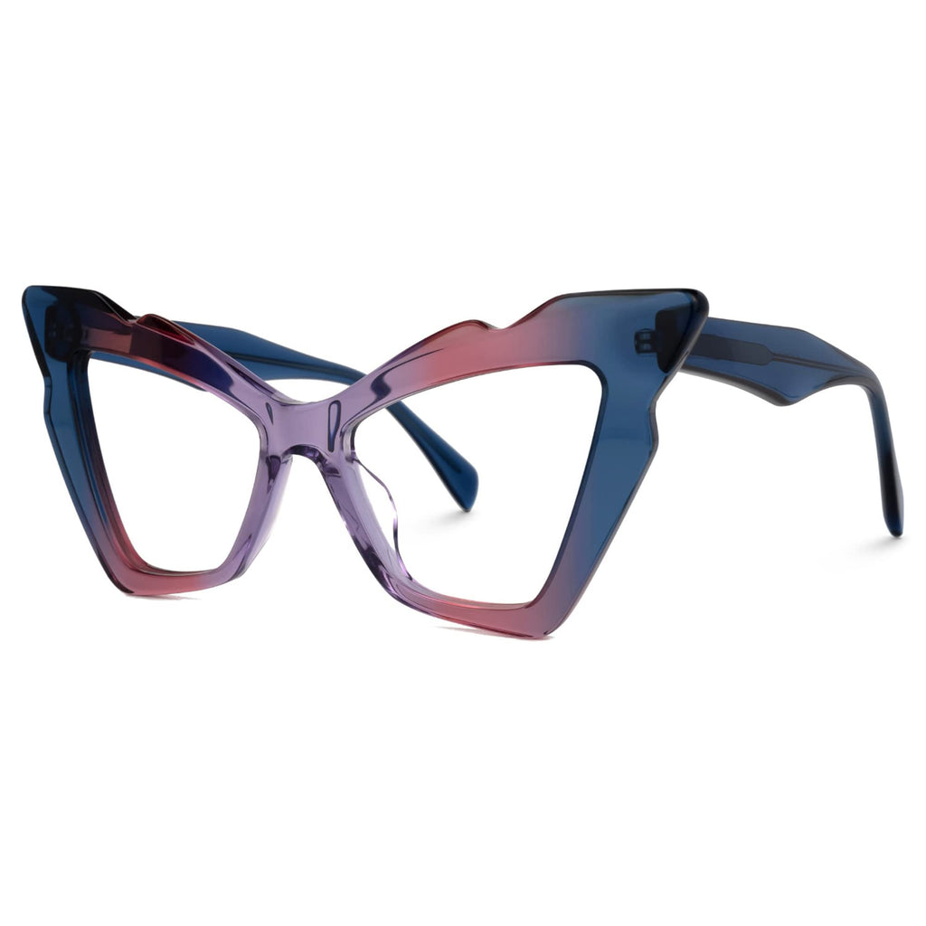 Zeelool Stylish Butterfly Glasses Frame for Women with Non-prescription Clear Lens Wafae ZJGA879605 Zjga879605-04 Pink-blue Blue Light Blocking Lens