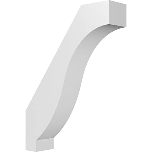 Ekena Millwork BRCP03X12X16BKR 3" W x 12" D x 16" H Baker Architectural Grade PVC Knee Brace 3"W x 12"D x 16"H