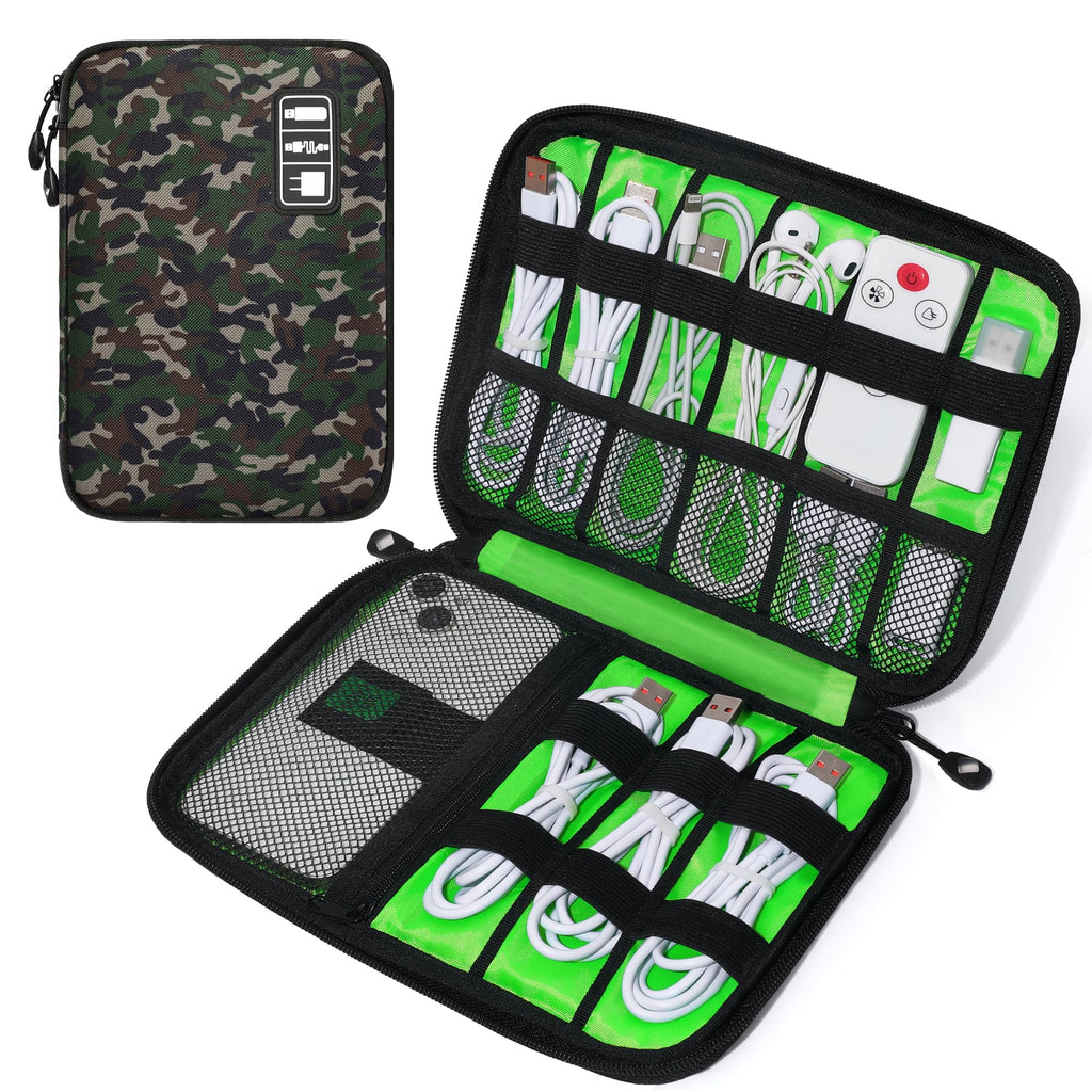 CILLA Travel Cord Organizer Case, Electronics Organizer Travel, Compact Electronics Accessories Bag for Cable, Cord, Charger, Phone, Hard Drive Camouflage-3