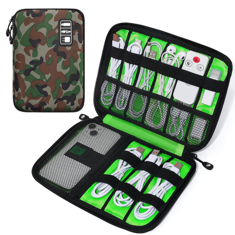 CILLA Travel Cord Organizer Case, Electronics Organizer Travel, Compact Electronics Accessories Bag for Cable, Cord, Charger, Phone, Hard Drive Camouflage-1