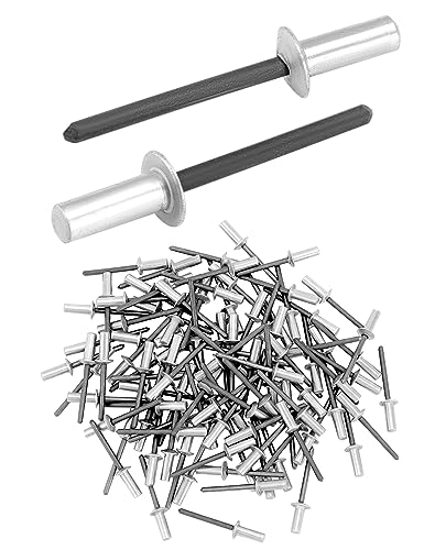 QWORK Closed End Aluminum Blind Rivets, 500 Pcs 3/16" x 1/2" Aluminum Blind Rivets with Steel Mandrel – Waterproof Sealing Fasteners for Marine, Automotive & Metal Fabrication – 4.8 x 12mm