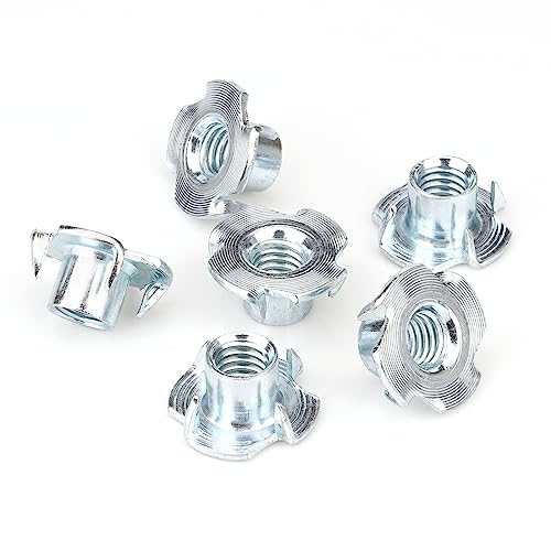 100pcs 3/8"-16 T-Nuts, Zinc-Plated Steel 7/16" Barrel Length 3/8"-16 100pcs