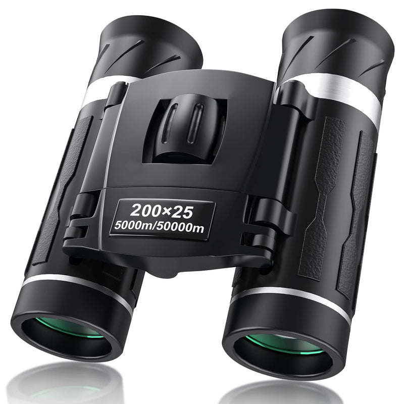 200x25 Compact Binoculars for Adults and Kids, High Powered Mini Pocket Binoculars, Waterproof Small Binoculars for Bird Watching, Hunting, Concert, Theater, Opera, Traveling, Sightseeing 200x25 Black