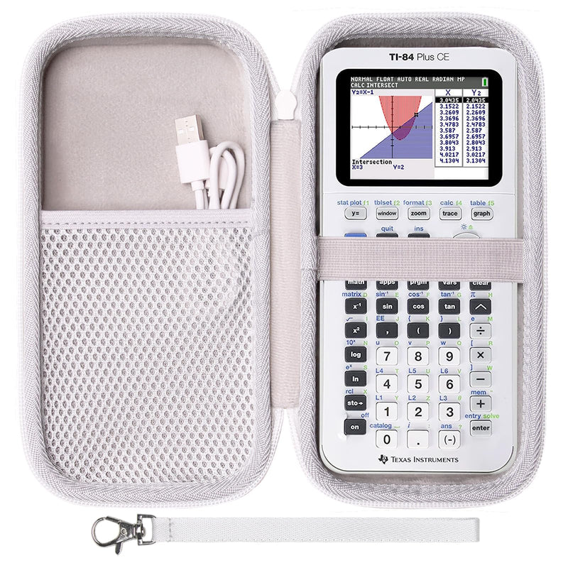 LTGEM EVA Hard Case Compatible with Texas Instruments TI-84 Plus CE/TI-84 Plus/TI-Nspire CX II CAS/TI-Nspire CX II/TI-83 Plus/TI-89 Titanium/TI-85 / TI-88 Color Graphing Calculator, White 8.9*4.5*2.2 1.White