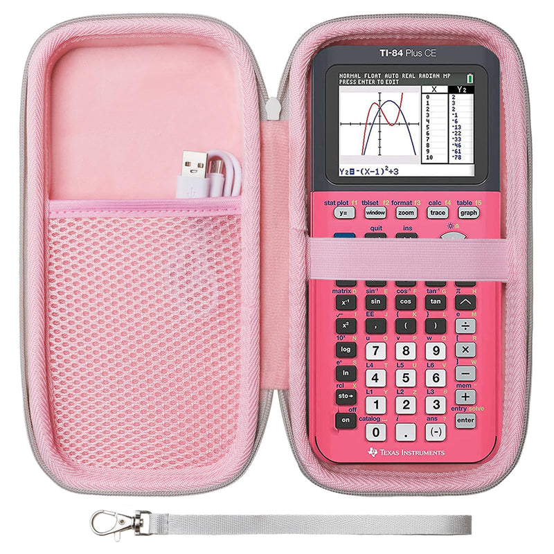 LTGEM EVA Hard Case Compatible with Texas Instruments TI-84 Plus CE/TI-84 Plus/TI-Nspire CX II CAS/TI-Nspire CX II/TI-83 Plus/TI-89 Titanium/TI-85 / TI-89 Color Graphing Calculator, Pink 8.9*4.5*2.2 1.Pink