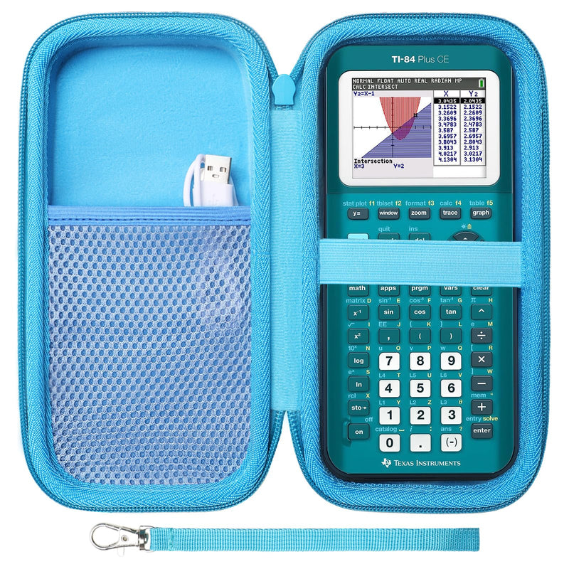 LTGEM EVA Hard Case Compatible with Texas Instruments TI-84 Plus CE/TI-84 Plus/TI-Nspire CX II CAS/TI-Nspire CX II/TI-83 Plus/TI-89 Titanium/TI-85 / TI-90 Color Graphing Calculator, Wathet 8.9*4.5*2.2 1.Light Blue