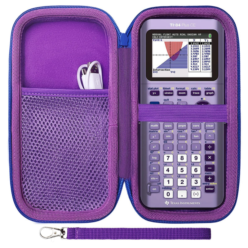 LTGEM EVA Hard Case Compatible with Texas Instruments TI-84 Plus CE/TI-84 Plus/TI-Nspire CX II CAS/TI-Nspire CX II/TI-83 Plus/TI-89 Titanium/TI-85 / TI-93 Color Graphing Calculator, Purple 8.9*4.5*2.2 1.Purple