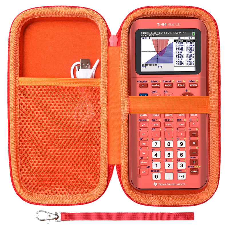 LTGEM EVA Hard Case Compatible with Texas Instruments TI-84 Plus CE/TI-84 Plus/TI-Nspire CX II CAS/TI-Nspire CX II/TI-83 Plus/TI-89 Titanium/TI-85 / TI-95 Color Graphing Calculator, Orange 8.9*4.5*2.2 1.Orange