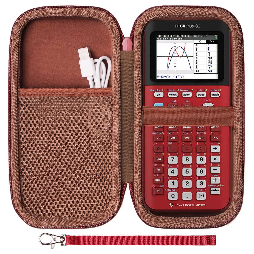 LTGEM EVA Hard Case Compatible with Texas Instruments TI-84 Plus CE/TI-84 Plus/TI-Nspire CX II CAS/TI-Nspire CX II/TI-83 Plus/TI-89 Titanium/TI-85 / TI-96 Color Graphing Calculator,Wine Red 8.9*4.5*2.2 1.outer Burgundy + inner Brown