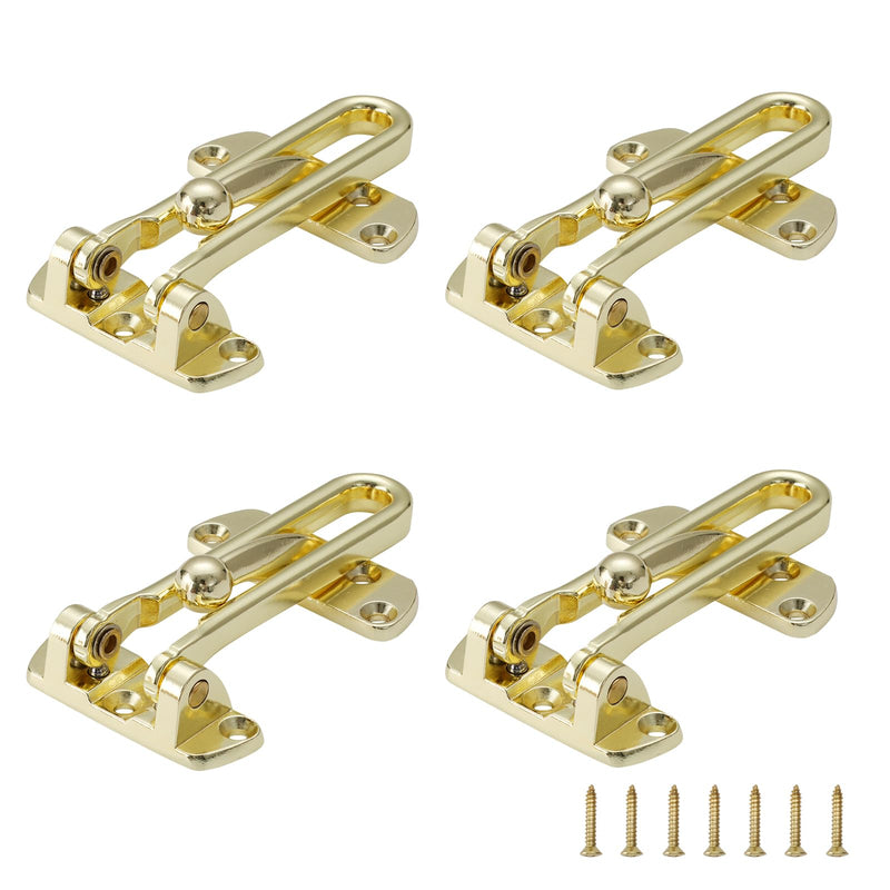 WellMade Swing Bar Door Lock Latch,Door Security Latch for Kids Safety and Home Security, Reinforcement Door Latch Guard Clasp（Bright Brass，4 Pack) 4 Pack Bright Brass