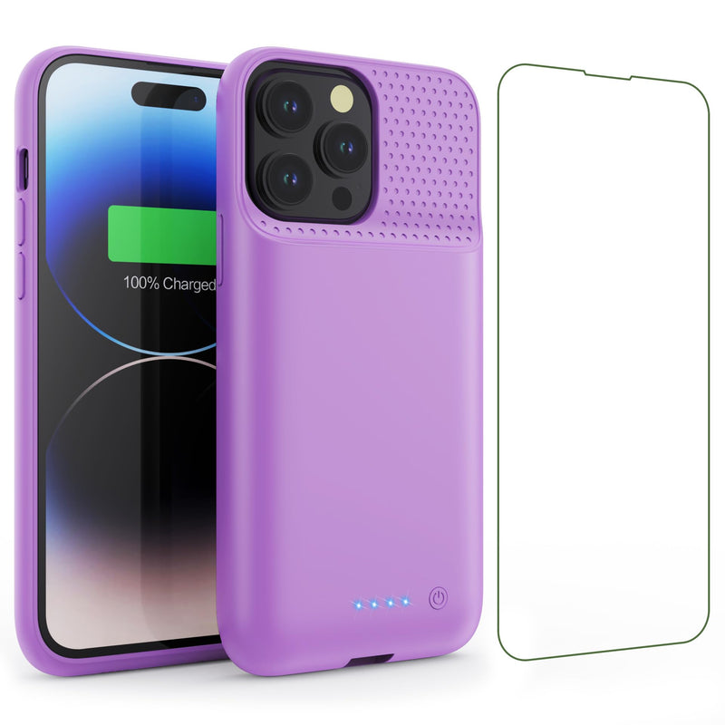 Battery Case for iPhone 14Plus/14Pro Max/13Pro Max, Powerful 8600mAh Portable Protective Charging Case,Rechargeable Extended Battery Charger Case for iPhone 13Pro Max/14Plus/14Pro Max(6.7 Inch),Purple Purple