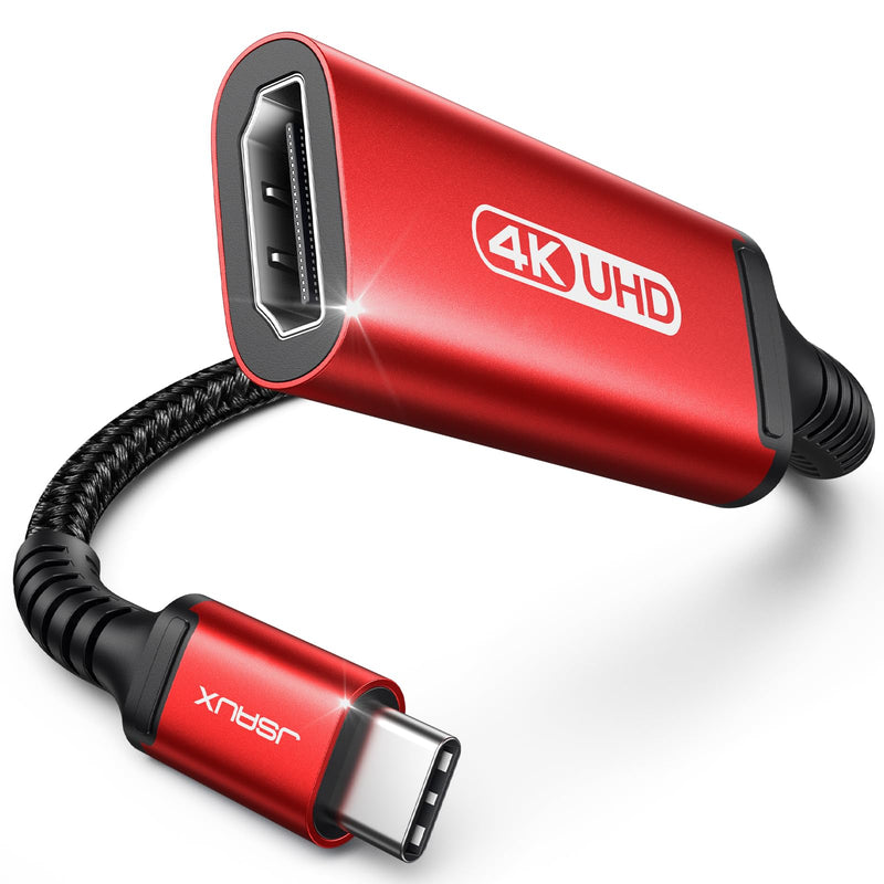 JSAUX USB-C to HDMI Adapter 4K@60Hz,Thunderbolt 3/4 to HDMI Adapter, HDMI to USB-C Adapter Compatible with iPhone 15 Pro/15 Pro Max,MacBook Pro/Air,iPad Pro,Samsung,Surface,XPS13/15 and More, Red