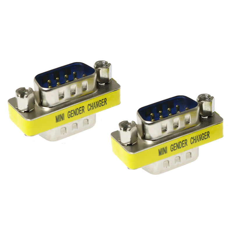2pcs DB9 9Pin RS232 Serial Cable Male to Male Mini Gender Changer Adapter Coupler Connector