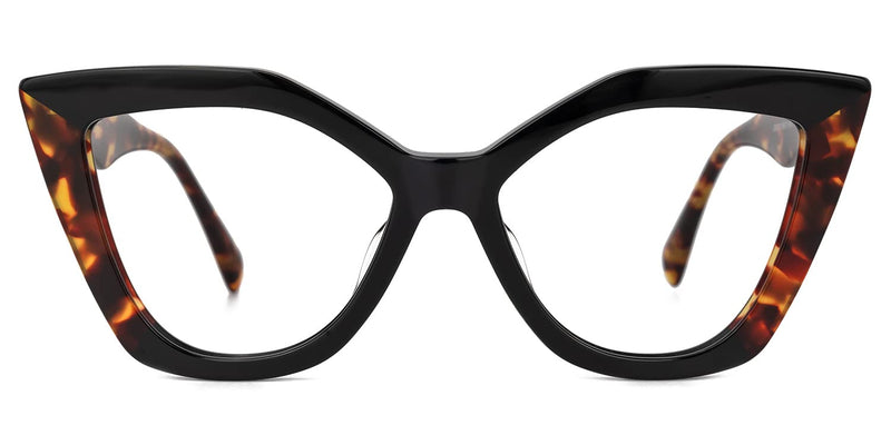 Zeelool Stylish Acetate Cat Eye Glasses Frame with Non-prescription Clear Lens Women Oversized Eyewear Spitler ZJGA100148 Black-tortoise Blue Light Blocking Lens