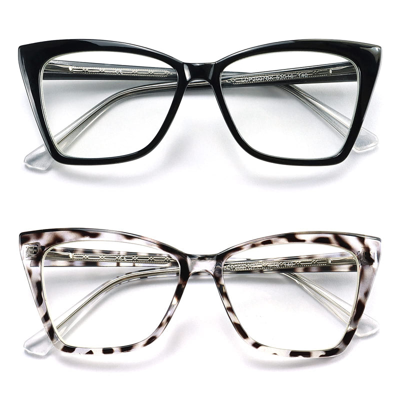 ESAVIA Trendy Oversized Blue Light Blocking Reading Glasses Women Cat Eye Square Computer Readers 1.0 1.5 1.75 2.0 2.5 3.0 Black + Tortoise 3.0 x