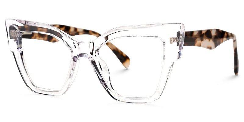Zeelool Unique Cat Eye Glasses Frame for Women with Non-prescription Clear Lens Yasmin ZJGA272122 Zjga272122-04 Crystal Blue Light Blocking Lens