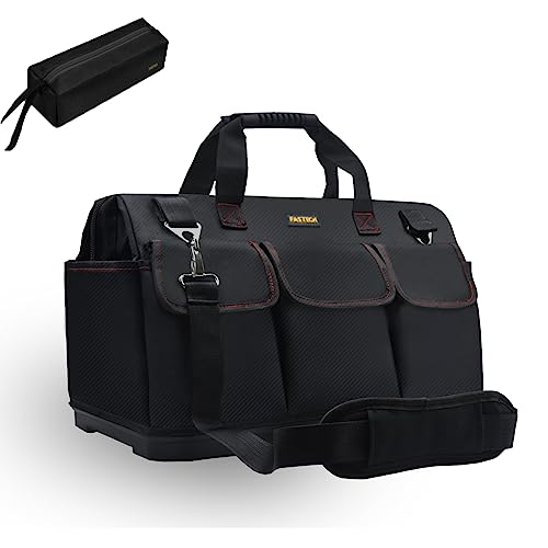 FASTECH 20-inch Heavy Duty Bottom Tools Bag with Wide Mouth for Tool Storage, Carrier and Organizer, Tool Bag for Men, Wide Mouth Tool Bags with Inside Pockets (20 Inch) 20IN BOTTOM