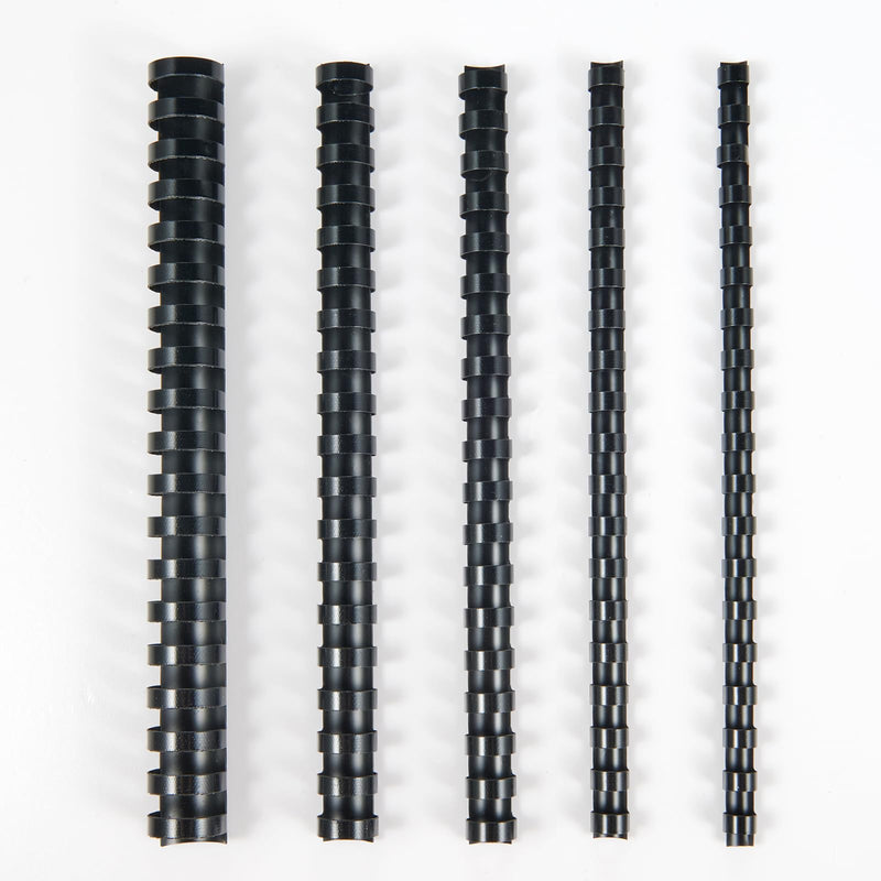 TOTiyea 100 Pack 19 Ring Binding Combs, Multi Sizes, 3/8 Inch, 1/2 Inch, 5/8 Inch, 3/4 Inch, 1 Inch, Letter Size, Black Binding Comb Spines Set 3/8", 1/2", 5/8", 3/4", 1" 20 ea, 100 pack