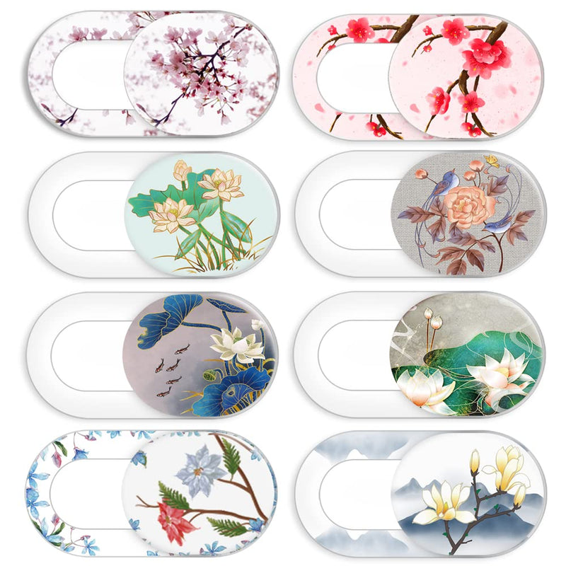 Laptop Camera Cover Slide Cute Flower 8 Pack, Webcam Cover Slide Phone Camera Cover, Ultra-Thin Computer Camera Cover Slide Blocker Slider Fits iPhone MacBook Laptop, Desktop, PC, Tablet