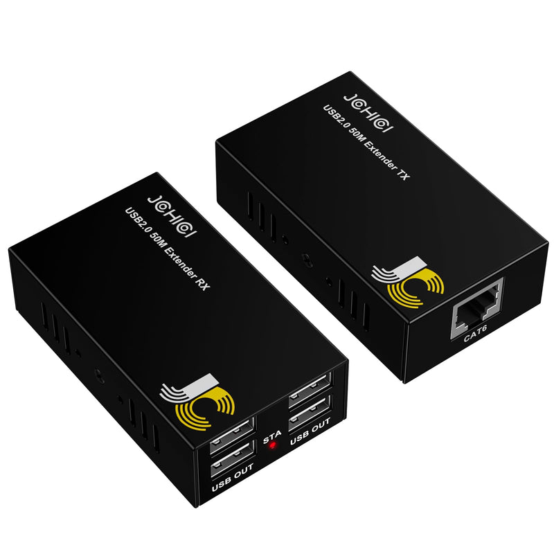 USB Extender Over Cat6/7 Up to165ft/50M, JCHICI 4 USB 2.0 Ports, Plug and Play, No Driver, POC, Keyboard and Mouse Over Ethernet