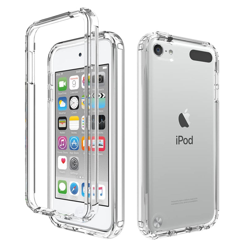 COTDINFOR Cover for iPod Touch 7 Case Clear Crystal Non Yellowing Heavy Duty Soft TPU Dual Layer Bumper Rugged Full-Body Protective Shockproof Clear Case for iPod Touch 7 / Touch 6 / Touch 5 Clear