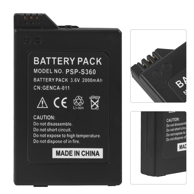 JUBOTY 2000mAh 3.6V Lithium Ion Polymer Internal New Upgrade 0 Cycle High Capacity Battery Rechargeable Battery Pack Replacement for Sony PSP 2000/3000 PSP-S110 Console