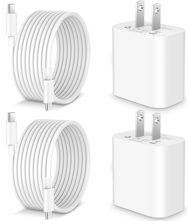 [Apple Certified] 20W USB C Fast Charger for iPad Pro 12.9/11 inch 2022/2021/2020/2018, iPad Air 5th/4th, iPad 10th Generation, iPad Mini 6, 2Pack PD Fast Charger Block with 10FT Long USB C to C Cable 10-Foot 2*Cables + 2*Blocks