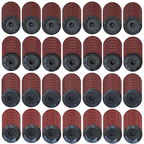 200 Pcs 2 inch Sanding Discs Set, Disc Aluminum Oxide Coated Roll Lock Disc 36/40/60/100 Grit Die Grinder Accessories for Surface Prep Grind Polish Burr Finish Rust Paint Remova