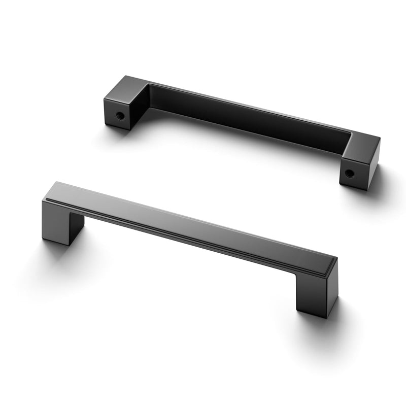 Cobbe 10 Pack Matte Black Square Cabinet Handles 3-3/4 Inch (96mm) Hole Centers Cabinet Pulls Kitchen Cabinet Handles Drawer Pulls Kitchen Cabinet Hardware 3-3/4" hole center spacing Black 10 pack