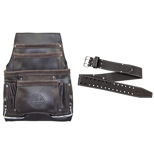 Graintex PS1234 10 Pocket Leather Tool Pouch + McGuire-Nicholas 2 3/4" Oil Tanned Leather Work Belt