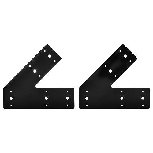 Sihnman 45 Degree Angle Flat Bracket (2 pc) with Powder Coating as Mending Plate, Angled Brackets, Knee Plate, and Leg Bracket for Truss and Framing. Great for Outdoor and Indoor