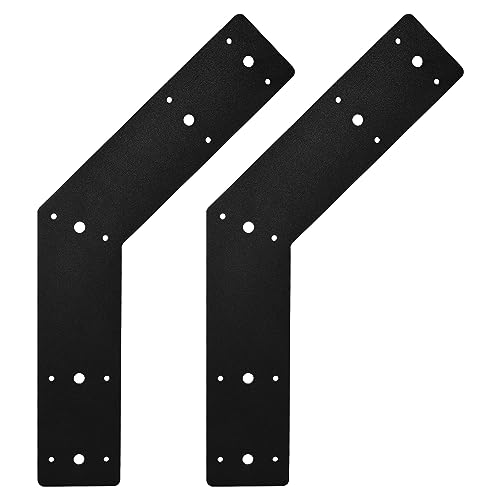 Sihnman 135 Degree Angle Bracket (2 pc) Powder Coated 3mm Structure Steel Plate for Pergola, Truss, and Frame as Joining Plate, Mending Plate, Gable Plate, and Corner Bracket.,black (135angleplate)