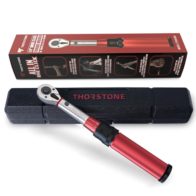Thorstone 1/4 Torque Wrench, 10-150 in.-lb./ 1.1~16.9Nm Dual-Direction Adjustable Micrometer Click Torque Wrench, 72-Tooth Gear, ±2% Clockwise High Accuracy Reversible Dual Range Scales 1/4 IN 10-150 FT-LB (72 TOOTH)